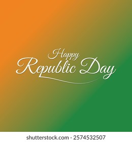 Happy Republic Day Typography with 26 Januaray Text. Hand drawn modern vector calligraphy. Holiday design for greeting card and Social Media Cover. Vector illustration. EPS 10 AI