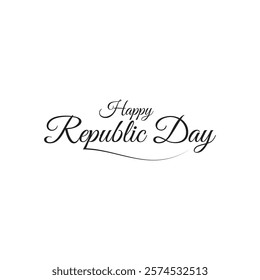 Happy Republic Day Typography with 26 Januaray Text. Hand drawn modern vector calligraphy. Holiday design for greeting card and Social Media Cover. Vector illustration. EPS 10 AI