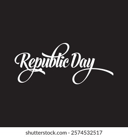 Happy Republic Day Typography with 26 Januaray Text. Hand drawn modern vector calligraphy. Holiday design for greeting card and Social Media Cover. Vector illustration. EPS 10 AI