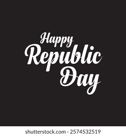 Happy Republic Day Typography with 26 Januaray Text. Hand drawn modern vector calligraphy. Holiday design for greeting card and Social Media Cover. Vector illustration. EPS 10 AI