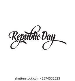 Happy Republic Day Typography with 26 Januaray Text. Hand drawn modern vector calligraphy. Holiday design for greeting card and Social Media Cover. Vector illustration. EPS 10 AI