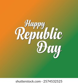 Happy Republic Day Typography with 26 Januaray Text. Hand drawn modern vector calligraphy. Holiday design for greeting card and Social Media Cover. Vector illustration. EPS 10 AI