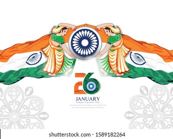 Happy Republic Day, Vector Illustration Of Republic Day India, Banner Design Of 26 January
