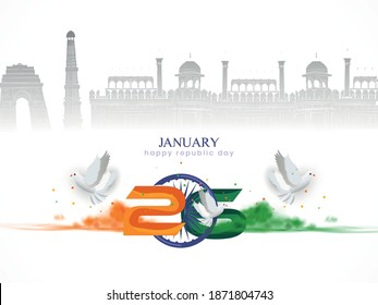 Happy Republic Day, Vector Illustration Of Republic Day India, Banner Design Of 26 January