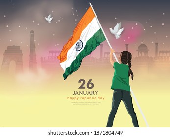 Happy Republic Day, Vector Illustration Of Republic Day India, Banner Design Of 26 January