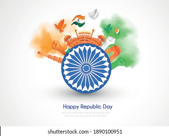 Happy Republic Day, Vector Illustration Of Republic Day India, Banner Design Of 26 January