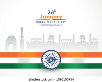 Happy Republic Day, Vector Illustration Of Republic Day India, Banner Design Of 26 January