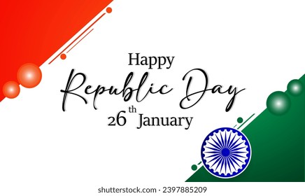Happy Republic Day, Vector Illustration Of Republic Day India with indian flag and text 26 january