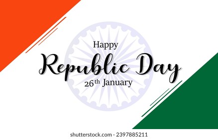 Happy Republic Day, Vector Illustration Of Republic Day India with indian flag and text 26 january