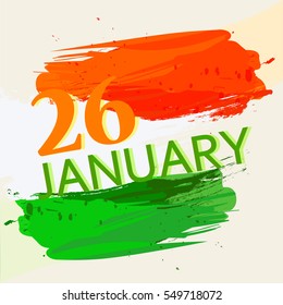 Happy Republic day, Vector Illustration on Tri Color grungy background.