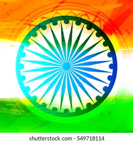 Happy Republic day, Vector Illustration on Tri-Color grunge background.