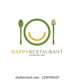 Happy Restaurant Logo Vector Icon Illustration