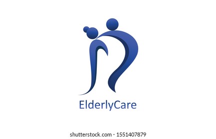 Happy Retirement For Elderly People Nursing Home. Love Symbol Elderly Home Care Logo