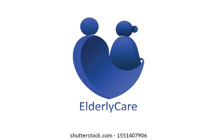 Happy Retirement For Elderly People Nursing Home. Love Symbol Elderly Home Care Logo