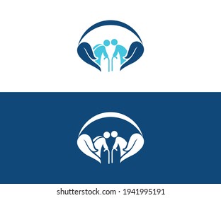 Happy Retirement For Elderly People Nursing Home Logo Design