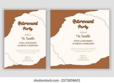 Happy Retirement Flyer: Vintage, Traditional, Boho, and Modern Designs. Celebration Brochure with Clean, Fresh, Natural Aesthetics. Festive, Elder-Friendly, Print-Ready Vector Illustration Templates.