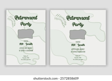 Happy Retirement Flyer: Vintage, Traditional, Boho, and Modern Designs. Celebration Brochure with Clean, Fresh, Natural Aesthetics. Festive, Elder-Friendly, Print-Ready Vector Illustration Templates.