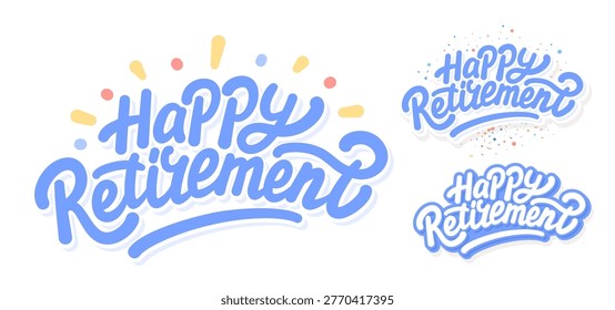 Happy Retirement Handwritten Vector Typography Set