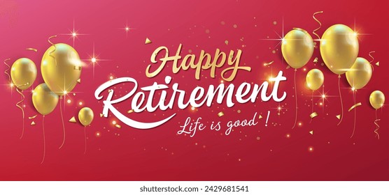 Happy Retirement lettering card, banner design