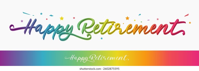 Happy retirement lettering colorful gradient calligraphy banner