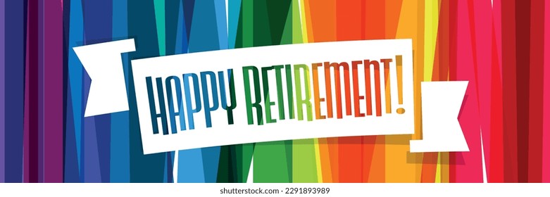 Happy retirement on colorful background