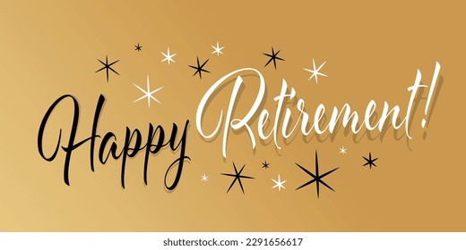 Happy retirement on gold background