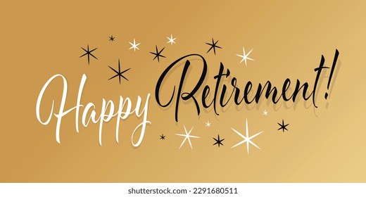 Happy retirement on gold background