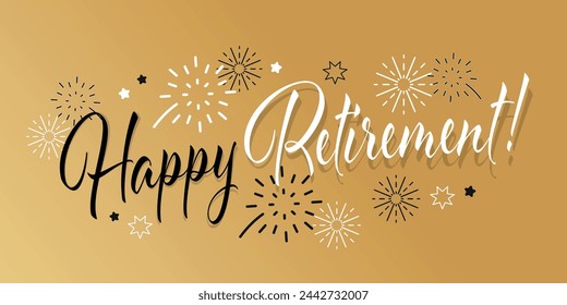 Happy retirement on gold background