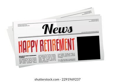 Happy retirement on newspaper with picture insert