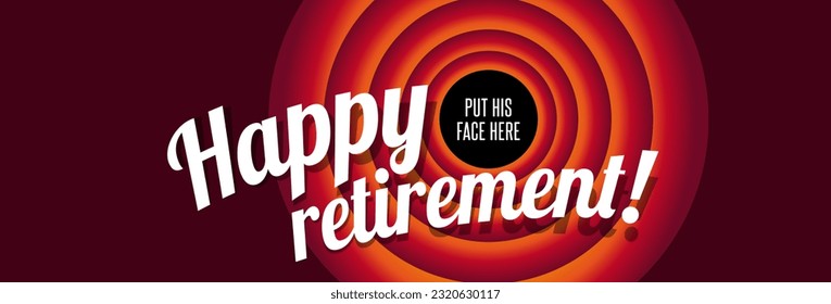 Happy retirement on red background