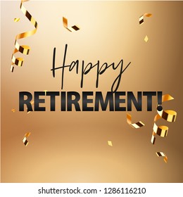 Happy Retirement Party Banner And Invitation Vector Design. Wish Card For Pension.