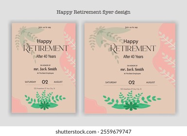 Happy retirement party invitation flyer design template
