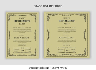 Happy retirement party invitation flyer design template
