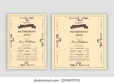 Happy retirement party invitation flyer design template
