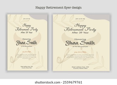 Happy retirement party invitation flyer design template
