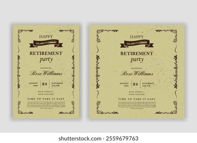 Happy retirement party invitation flyer design template
