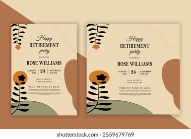 Happy retirement party invitation flyer design template
