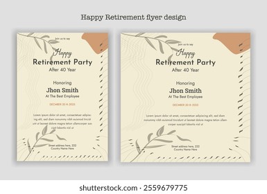 Happy retirement party invitation flyer design template
