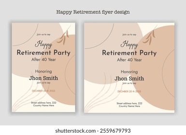 Happy retirement party invitation flyer design template
