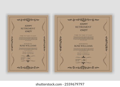 Happy retirement party invitation flyer design template
