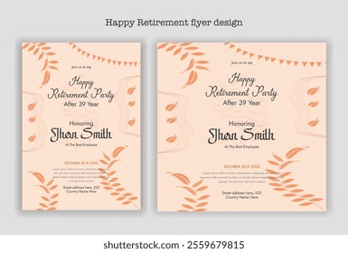 Happy retirement party invitation flyer design template
