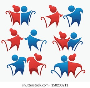 happy retirement: vector collection of old people symbols