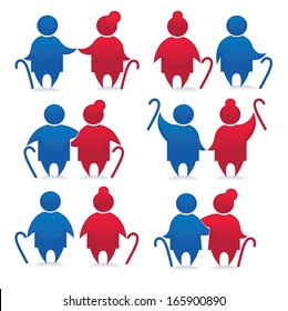 happy retirement: vector collection of old people symbols