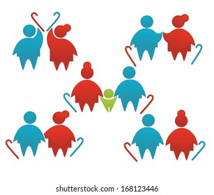 happy retirement: vector collection of old people symbols
