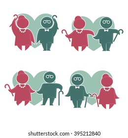 Happy retirement: vector collection of old people symbols
