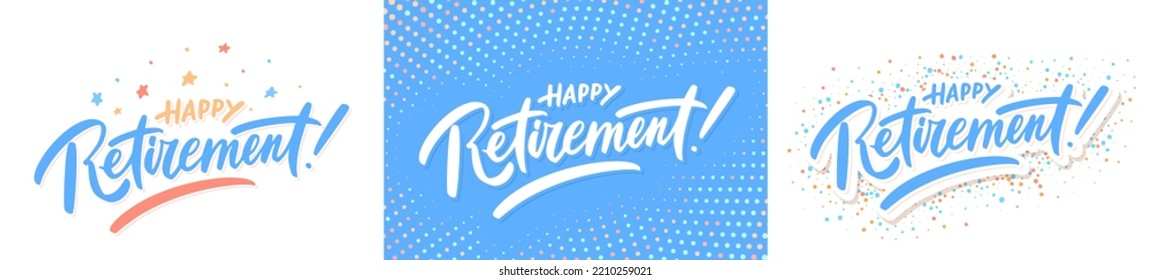 Happy Retirement. Vector letterings set.