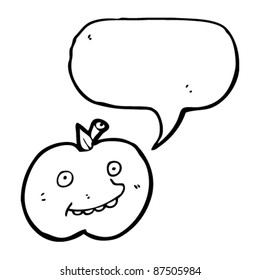 happy retro apple with speech bubble