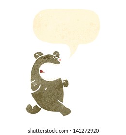 happy retro cartoon bear