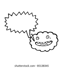 happy retro cartoon cloud with speech bubble