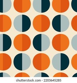 Happy Retro Circles Halves - orange red blue beige